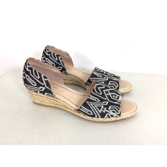 FS/NY Canvas Open Toe Wedge Espadrilles Shoes Womens 6 - Picture 1 of 5